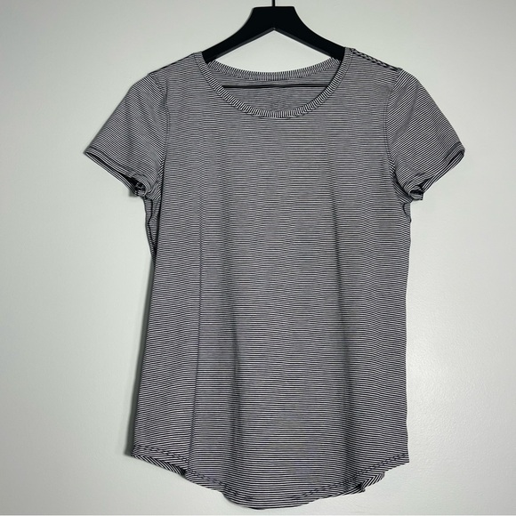 lululemon athletica Tops - LULULEMON Womens Short Sleeve Shirt Black White Stripe Ck. Measurements for Size